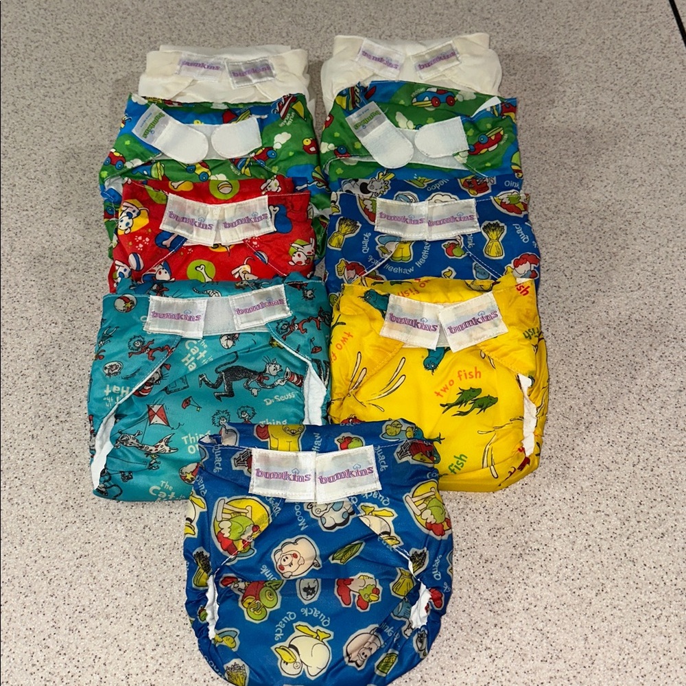 9 Bumkins Colorful Cloth Diapers Size Small